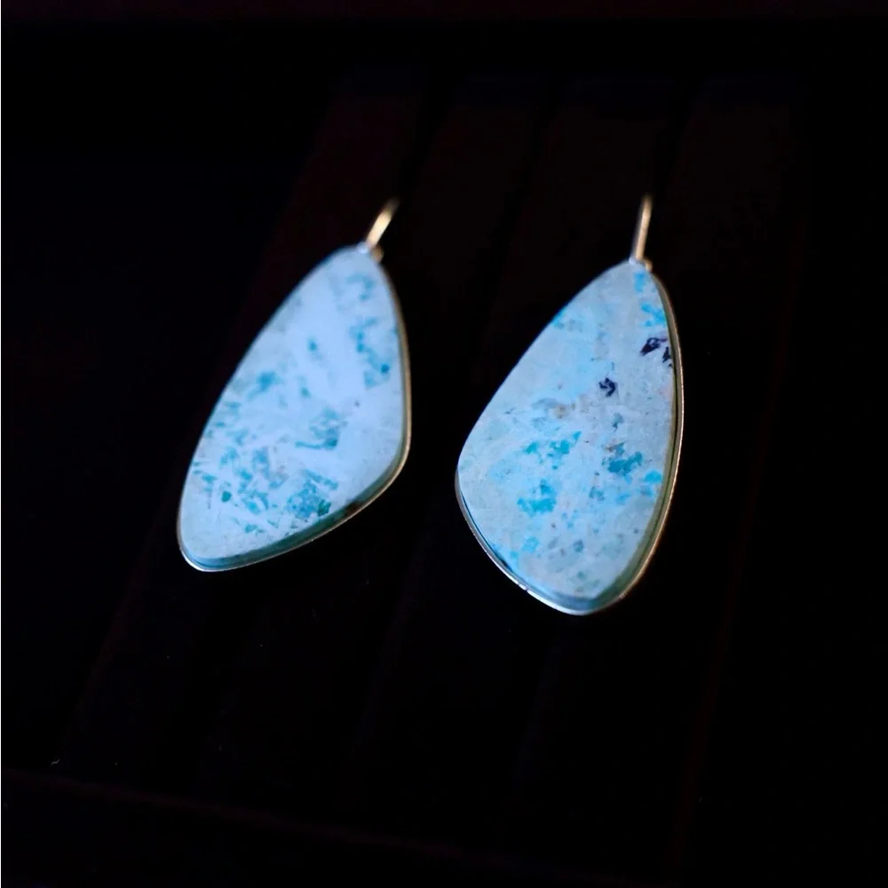 Larimar Stone Earrings - Picture 2 of 7